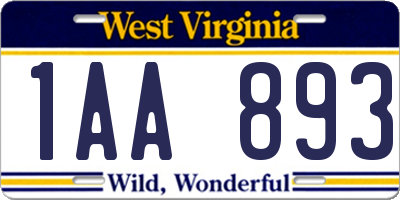 WV license plate 1AA893