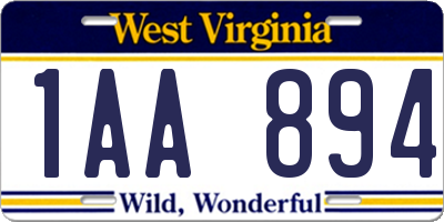 WV license plate 1AA894