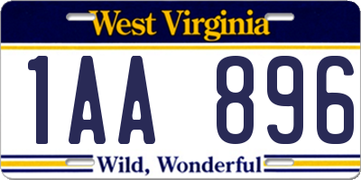 WV license plate 1AA896