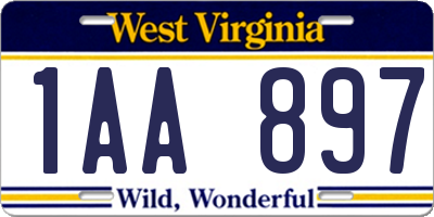 WV license plate 1AA897