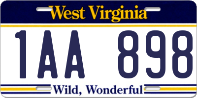 WV license plate 1AA898