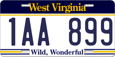 WV license plate 1AA899