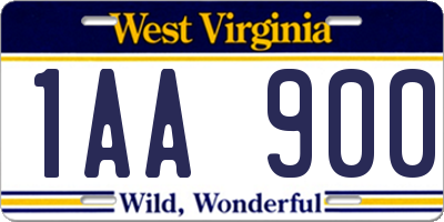 WV license plate 1AA900