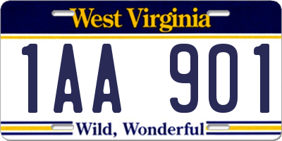 WV license plate 1AA901