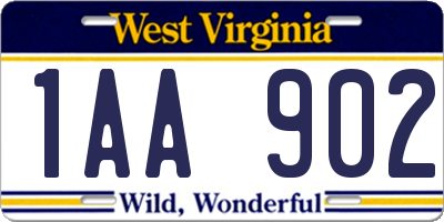 WV license plate 1AA902