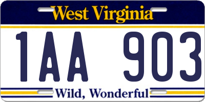 WV license plate 1AA903