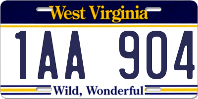 WV license plate 1AA904