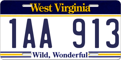 WV license plate 1AA913