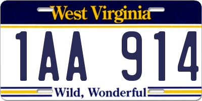 WV license plate 1AA914
