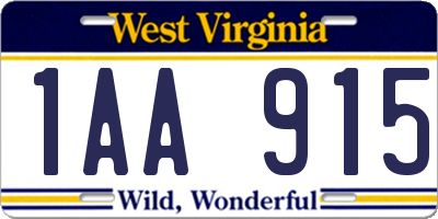 WV license plate 1AA915