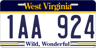 WV license plate 1AA924