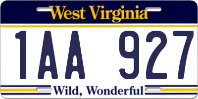 WV license plate 1AA927