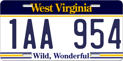 WV license plate 1AA954