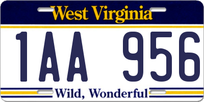 WV license plate 1AA956
