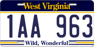 WV license plate 1AA963