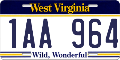 WV license plate 1AA964