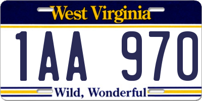 WV license plate 1AA970