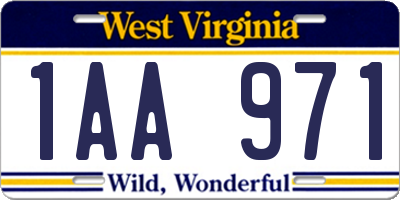 WV license plate 1AA971