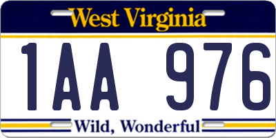 WV license plate 1AA976