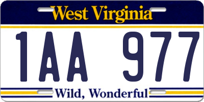 WV license plate 1AA977