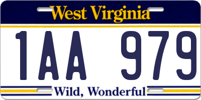 WV license plate 1AA979