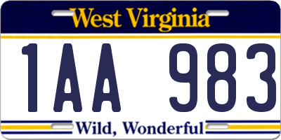 WV license plate 1AA983