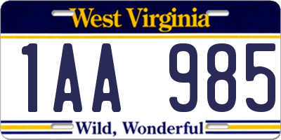 WV license plate 1AA985