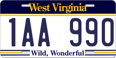 WV license plate 1AA990