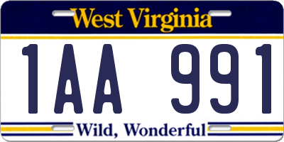 WV license plate 1AA991