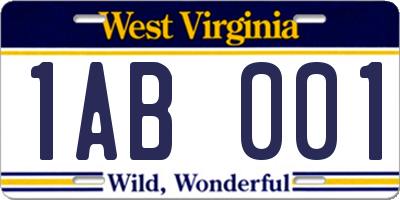 WV license plate 1AB001
