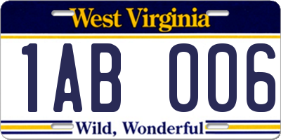 WV license plate 1AB006