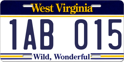 WV license plate 1AB015