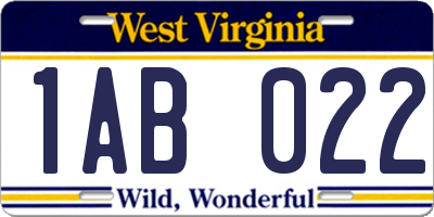 WV license plate 1AB022