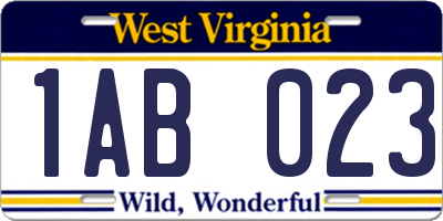 WV license plate 1AB023