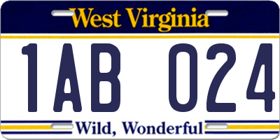 WV license plate 1AB024