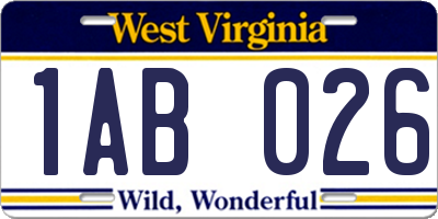 WV license plate 1AB026