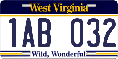 WV license plate 1AB032