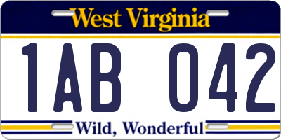 WV license plate 1AB042