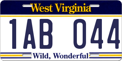 WV license plate 1AB044