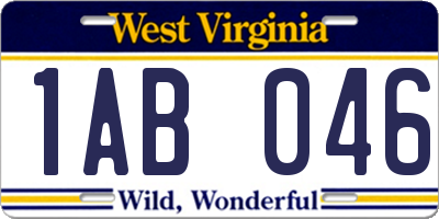 WV license plate 1AB046