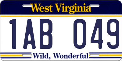 WV license plate 1AB049