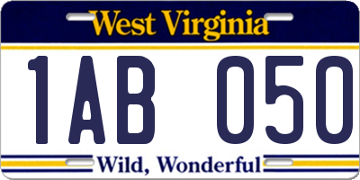 WV license plate 1AB050