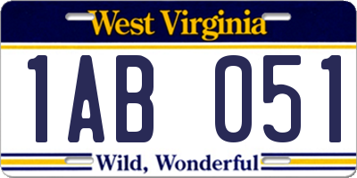 WV license plate 1AB051