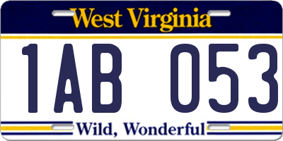 WV license plate 1AB053