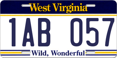 WV license plate 1AB057