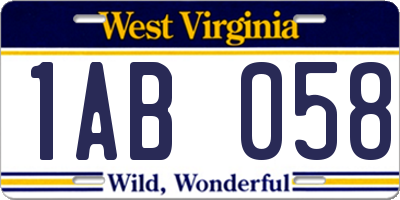 WV license plate 1AB058