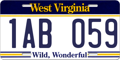 WV license plate 1AB059