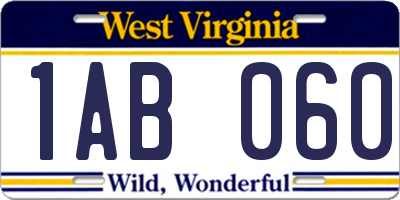 WV license plate 1AB060