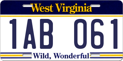 WV license plate 1AB061