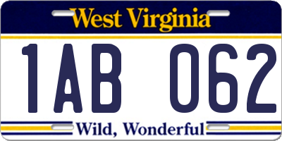 WV license plate 1AB062